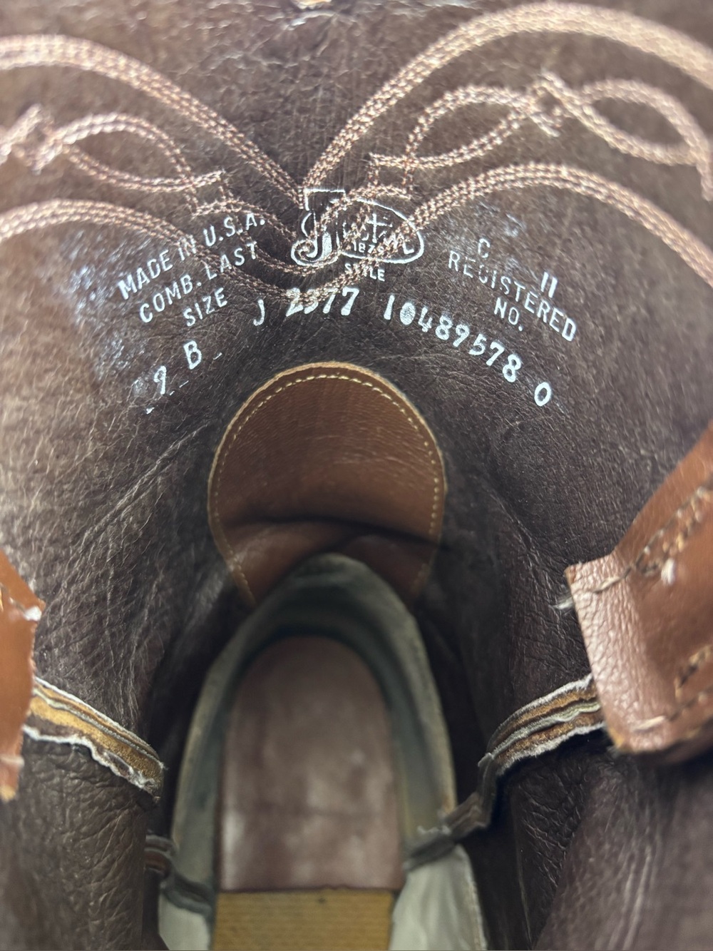 Vintage Justin Boots Smooth Quill Ostrich Leather Western Roper Cowboy Brown 9B - Picture 14 of 14